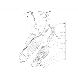 Système d'échappement Vespa Sprint 125 4T 3V IE ABS E5 2021 (EMEA)