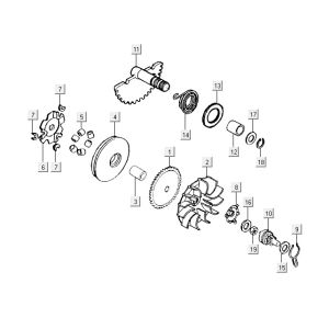 Pièces du couvercle du variateur Kymco Vitality 2t ac rouge