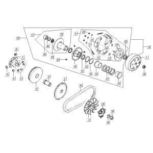 Accouplement de variateur Kymco Agility 12' 4 temps rouge