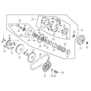 Accouplement variateur Kymco Agility 16'+ injection 4 temps euro4 bleu mat