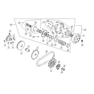 Accouplement de variateur Kymco Vitality 4T AC anthracite