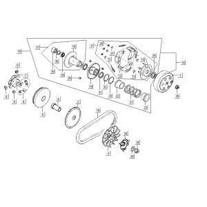 Accouplement variateur Kymco VP50 4t ac noir