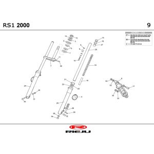 Suspension Rieju Rs1 jaune-bleu 2001 2 temps