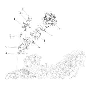 Boitier papillon- Injecteur- Raccordement entrée Vespa Primavera 125 4T 3V IE ABS