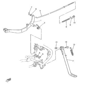 Repose-pied - pedale frein - béquille latérale Yamaha DT-50 MX