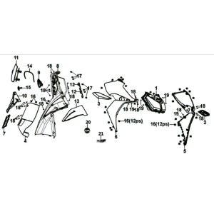 Plaque avant/plaque intérieure/clignotant automatique Sym Jet 14 125I E4 White (WH-006)