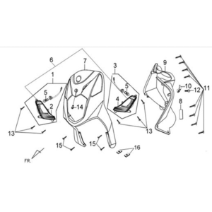 Plaque avant/plaque intérieure/clignotants Sym X'PRO 125 rouge R010CA