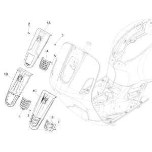 Plaque avant Vespa GTS 300 ie 2008-2016 (avec et sans ABS) bleu 261/A