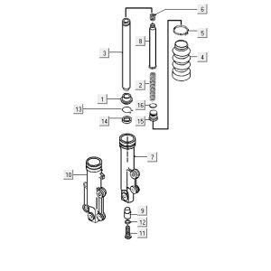 Pied avant Kymco ZX 2t ac bleu-argent