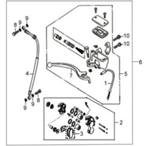 Étrier de frein avant/levier de frein/conduite de frein Sym X'PRO 125