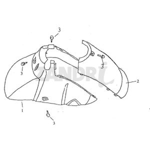 Garde boue avant BTC Grande Retro GT1 blanc noir