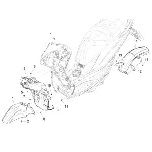 Garde-boue avant Piaggio Medley 125 4T IE ABS E4 2016-2019 (EMEA)