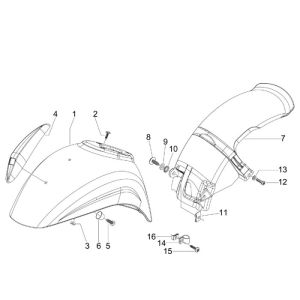 Garde boue avant Vespa S 25km 4 temps 2 soupapes noir lucido 94