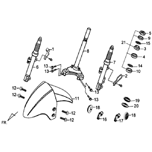 Garde boue avant Headset fourche avant Sym Jet 4 (GY7450U) gris