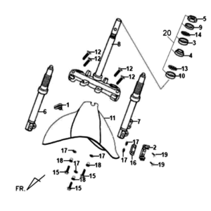 Pare-boue avant/fourche/casque Sym Fiddle II 125S