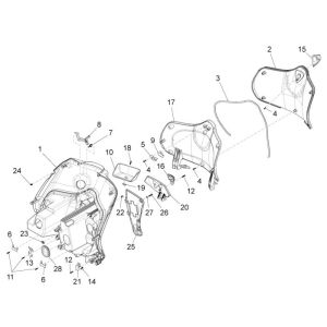 Tablier Piaggio New Fly 4 temps 2 soupapes bleu minuit 222