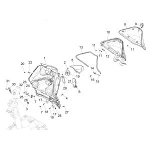Boîtier avant - Plaque de contre-protection Piaggio Liberty 125 4 temps 3V IE ABS (IGET Euro 5)