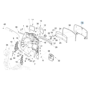 Boîtier avant - Plaque de contre-protection pour Vespa GTS 125 4T E5 ABS 2021 (EMEA)