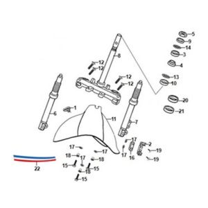 Voorvork / voorspatbord / balhoofd Sym Fiddle II Euro4 Blue (BU-280S)