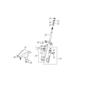 garde boue fourche avant Kymco Super9 ac o.m 2 temps noir mat Rouge