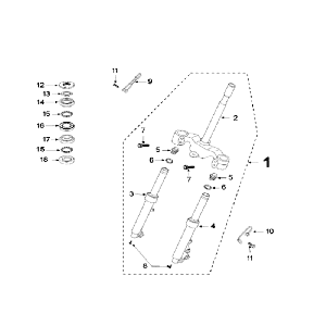 Fourche avant - Jeu de direction Peugeot V-clic rouge
