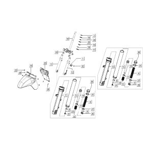 Fourche avant - Garde boue avant Kymco Like 4 temps tecno silver like T T 2015