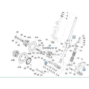 Fourche avant/tube de direction - Roulements de direction de groupe Vespa Primavera 125 4T 3V IE ABS