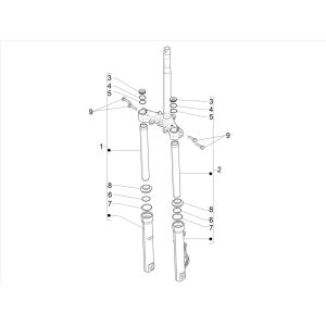 Fourche avant - pièces : Piaggio Medley 125 4T IE ABS E4 2016-2019 (EMEA)