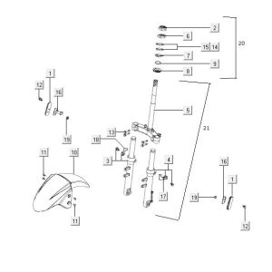 Fourche avant Kymco Agility 12' 4 temps argent