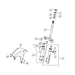 Fourche avant Kymco Super9 2t lc om noir mat-rouge