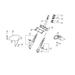 Fourche avant Kymco ZX 2t ac argent-orange