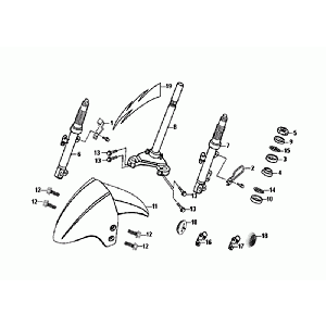 FOURCHE AVANT/GARDE BOUE AVANT/CASQUE Sym Orbit II Euro 4 Matt Grey