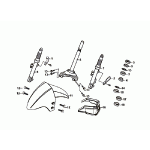 FOURCHE AVANT/GARDE BOUE AVANT/CASQUE Sym Orbit III White
