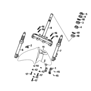 Fourche avant/garde-boue avant/casque Sym Symphony ST E3 noir clair (BK-7C)