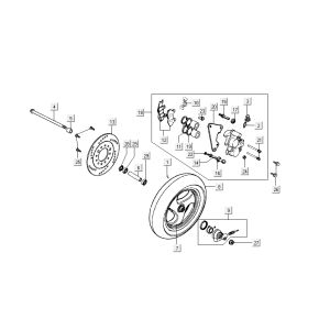 griffe de roue avant Kymco Super9 ac o.m 2 temps noir mat Rouge