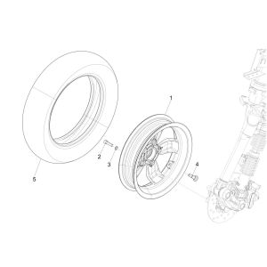 Roue avant Vespa Primavera 125 4T 3V IE ABS