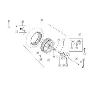 Roue avant Kymco Agility 12' 4 temps argent