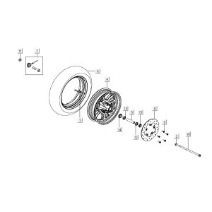 Roue avant Kymco Like 4 temps tecno silver comme T T 2015