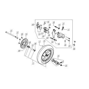Roue avant Kymco Super9 2t lc om noir-rouge mat