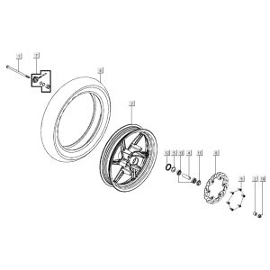 Roue avant Kymco Super 8 Street 4 temps bleu
