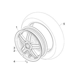 Roue avant Vespa S 25 km 4 temps 2 soupapes