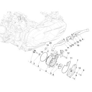 Pompe à eau Vespa GTS 125 4 temps IE ABS Euro4 2016-2018