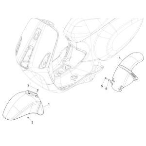 Garde boue avant Vespa Sprint 2 temps noir lucido 94