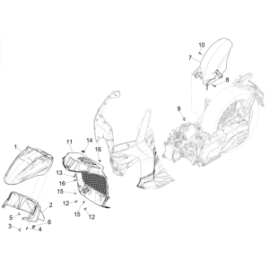 Espace entre les roues - Fender HPE ABS E5 2021-2022 du Piaggio Beverly 300 4T 4V (EMEA)