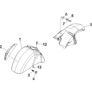 Espace de roue - Garde-boue Vespa GTS 250 ie 2005-2009 (avec ABS) minuit 222/A