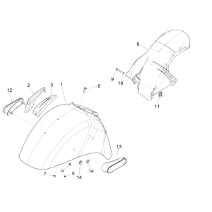 Garde boue espace de roue Vespa GTS 300 ie 2008-2016 (avec et sans ABS) noir 85/B