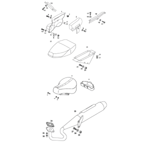 Zadel - uitlaat - drager - zijkappen Tomos FLEXER EX (L0-L2)