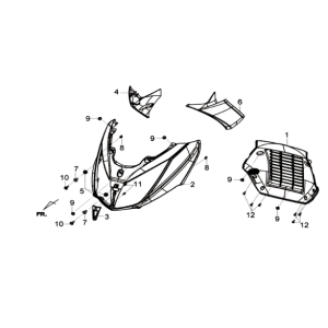 Plaque avant/clignotants/protège-jambes intérieur Sym Joymax 125I ABS noir (BK-231S)