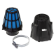 Filtre à air/powerfilter ouvert sport droit noir/bleu 46mm raccord carburateur Polini 203.0082