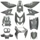 Kit Carénage Yamaha Aerox / MBK Nitro Gris Nardo (jusqu’à 2013) 12 pièces Mezoly